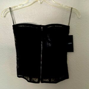 Saint Laurent women’s black zip up lace bustier